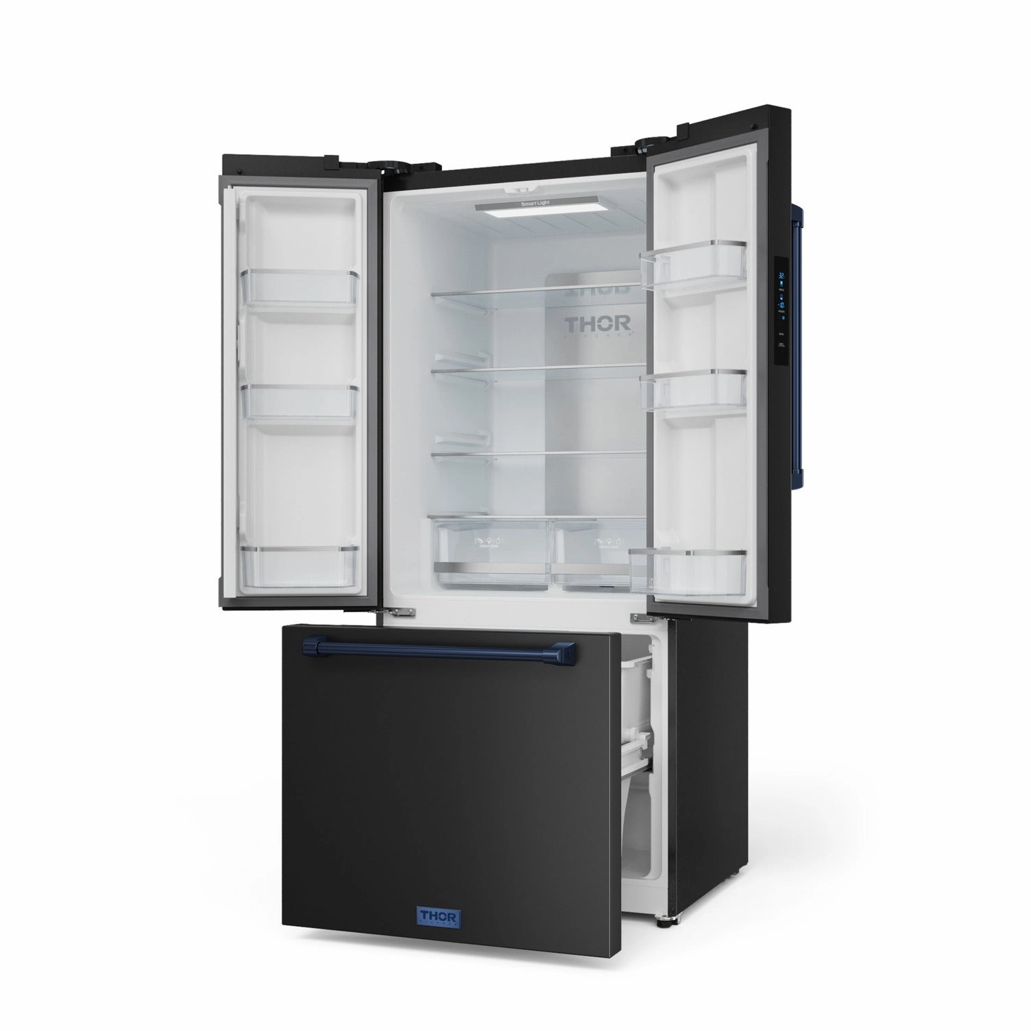 Thor Kitchen Matte Black French Door Counter Depth Refrigerator with Ice Maker| Gordon Ramsay Collection (17.5 cu.ft.) - RF3017FFD00-BLU
