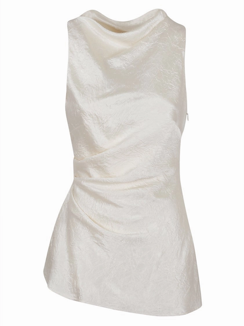 White Sleeveless Satin Top
